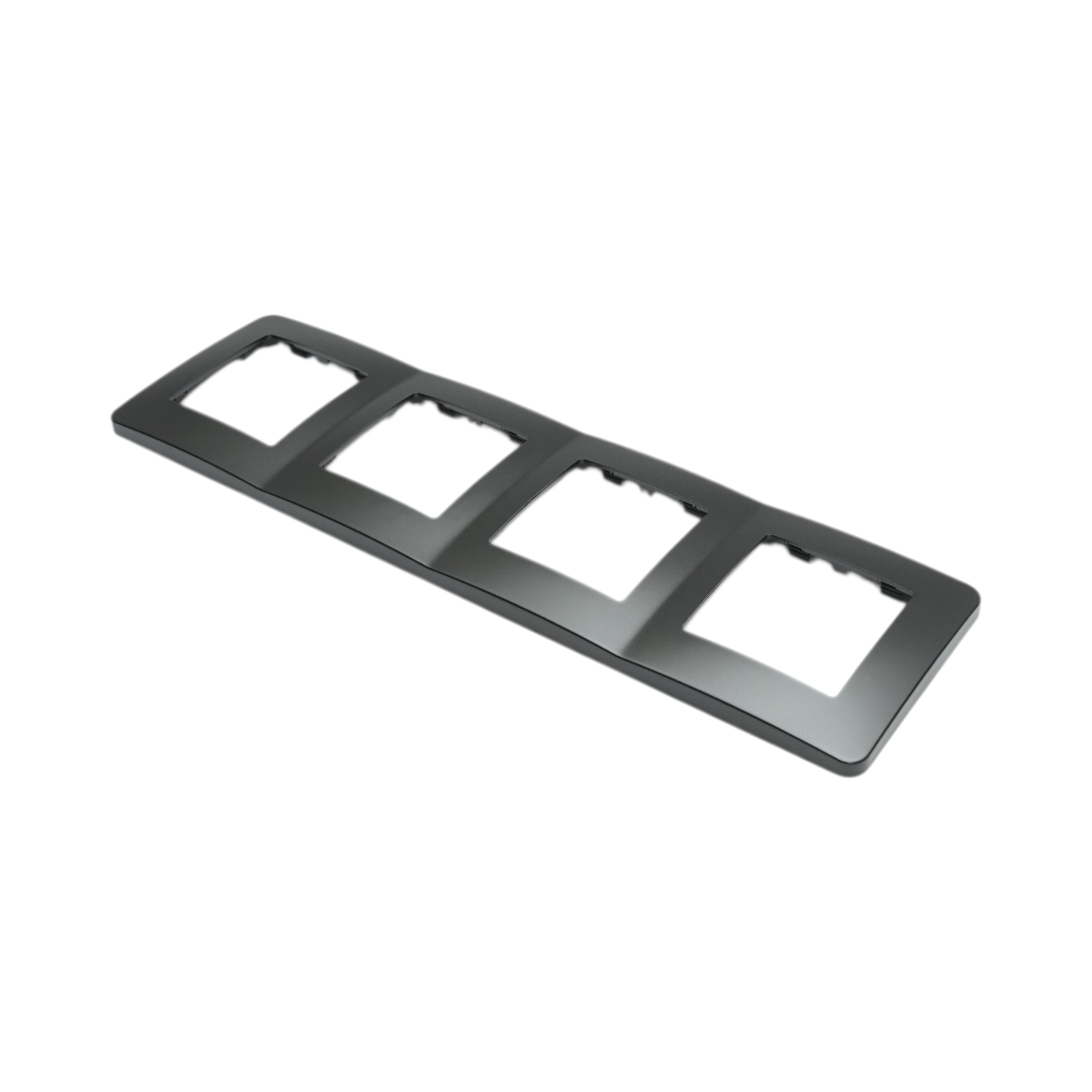 Cornice quadrupla nera in PC per presa e interruttore 300x83 mm - immagine 4