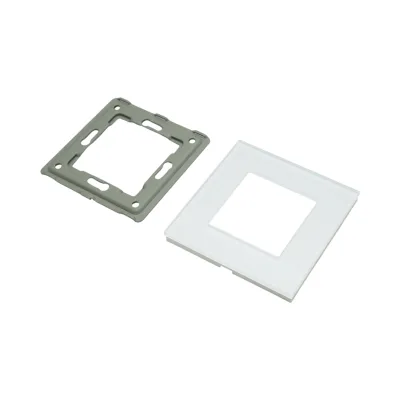 Cornice singola in vetro bianco per presa e interruttore 86x86x10 mm - immagine 3