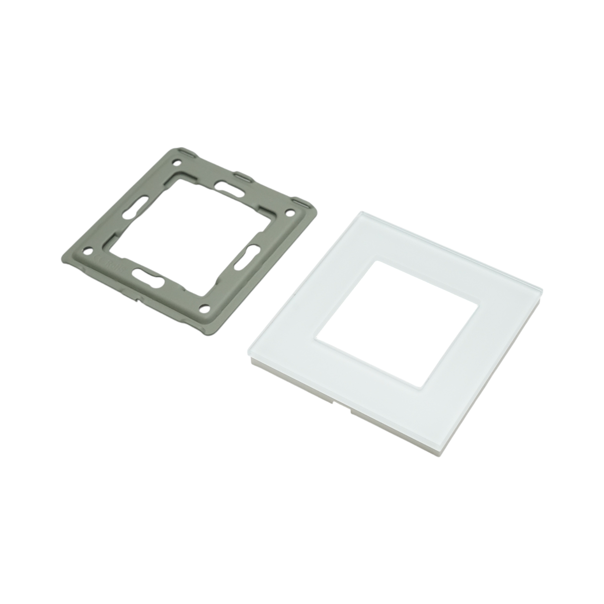 Cornice singola in vetro bianco per presa e interruttore 86x86x10 mm - immagine 3