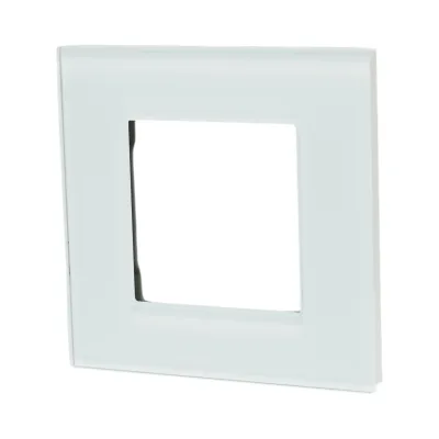 Cornice singola in vetro bianco per presa e interruttore 86x86x10 mm - immagine 4