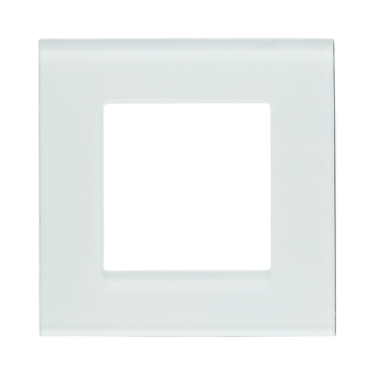 Cornice singola in vetro bianco per presa e interruttore 86x86x10 mm