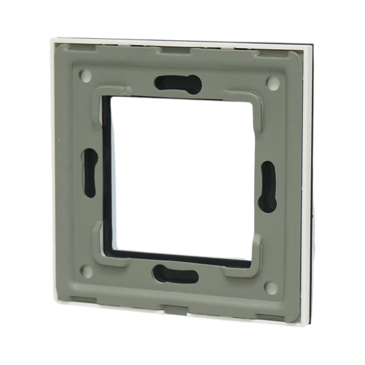 Cornice singola in vetro bianco per presa e interruttore 86x86x10 mm - immagine 2
