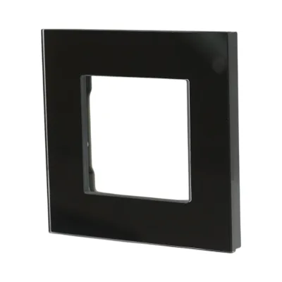 Cornice singola in vetro nero per presa e interruttore 86x86x10 mm - immagine 4