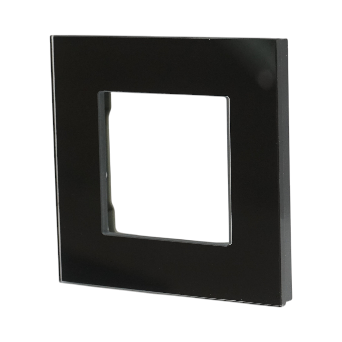 Cornice singola in vetro nero per presa e interruttore 86x86x10 mm - immagine 4