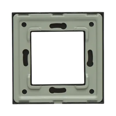 Cornice singola in vetro nero per presa e interruttore 86x86x10 mm - immagine 2