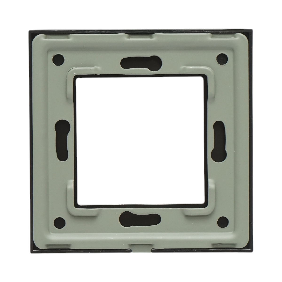 Cornice singola in vetro nero per presa e interruttore 86x86x10 mm - immagine 2