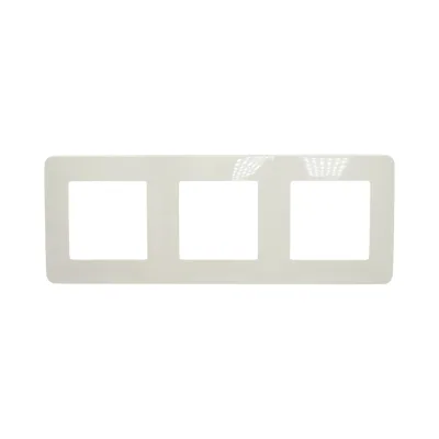 Cornice tripla bianca in PC per presa e interruttore 225x83 mm