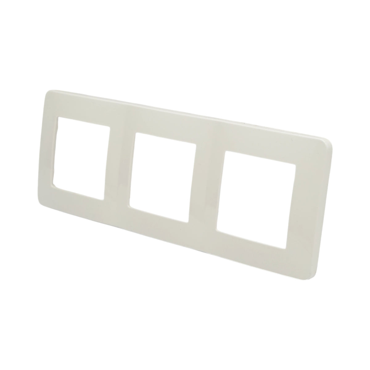 Cornice tripla bianca in PC per presa e interruttore 225x83 mm - immagine 3