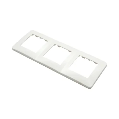 Cornice tripla bianca in PC per presa e interruttore 225x83 mm - immagine 4