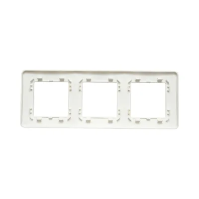 Cornice tripla bianca in PC per presa e interruttore 225x83 mm - immagine 2