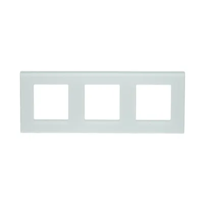Cornice tripla in vetro bianco per presa e interruttore 228x86x10 mm