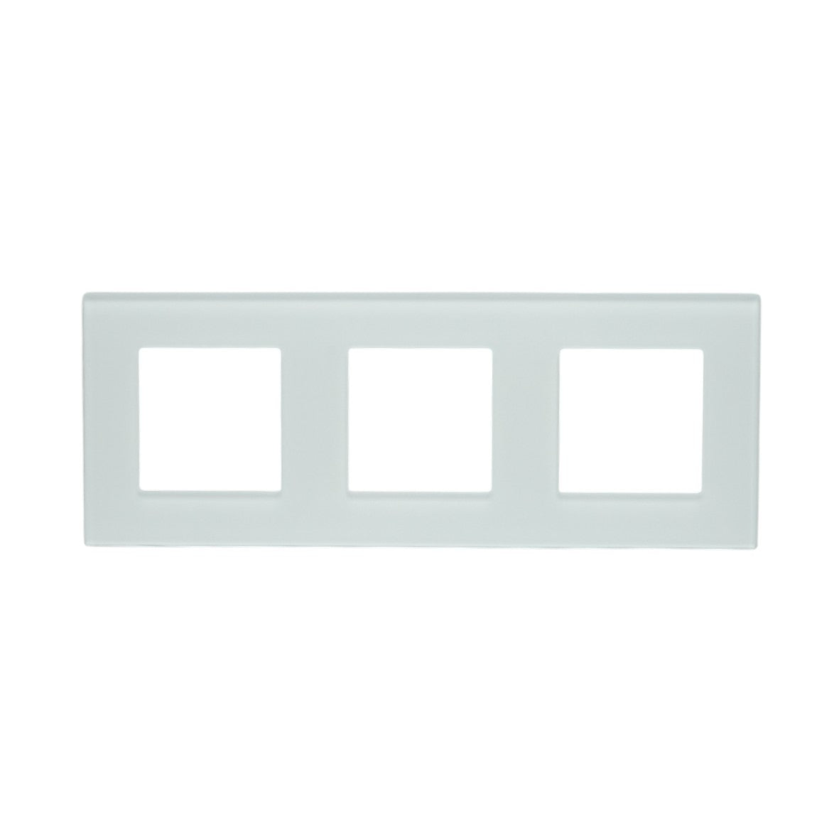Cornice tripla in vetro bianco per presa e interruttore 228x86x10 mm