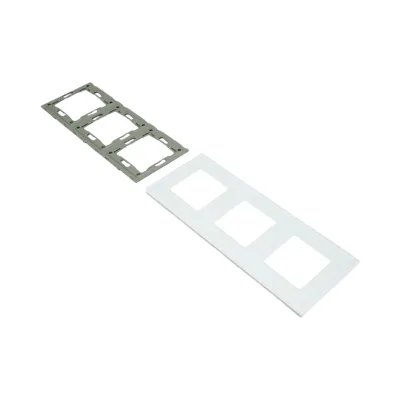 Cornice tripla in vetro bianco per presa e interruttore 228x86x10 mm - immagine 3
