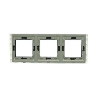 Cornice tripla in vetro bianco per presa e interruttore 228x86x10 mm - immagine 2