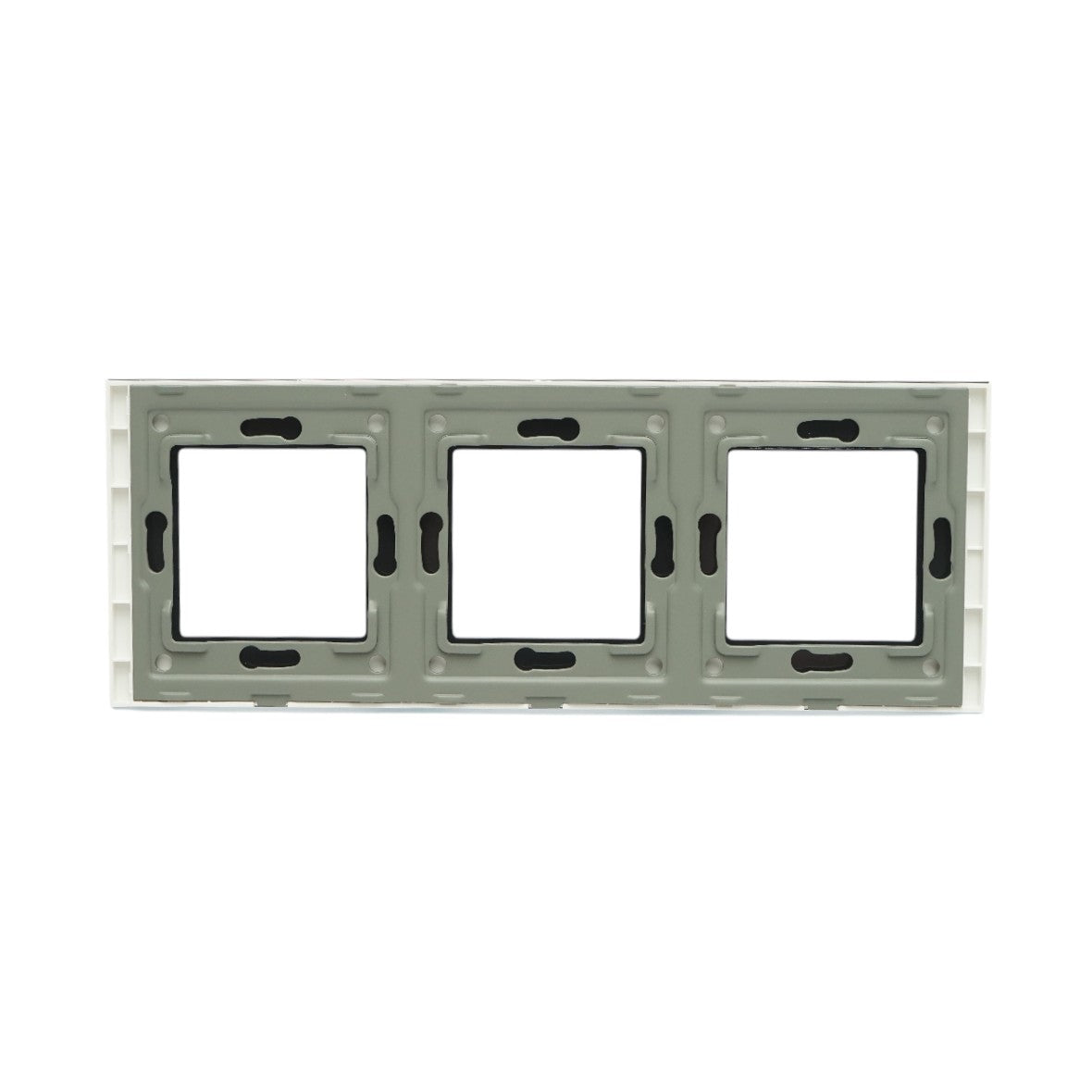 Cornice tripla in vetro bianco per presa e interruttore 228x86x10 mm - immagine 2