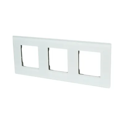 Cornice tripla in vetro bianco per presa e interruttore 228x86x10 mm - immagine 4