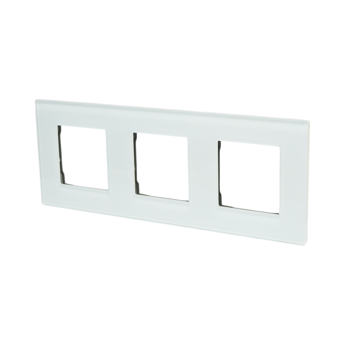 Cornice tripla in vetro bianco per presa e interruttore 228x86x10 mm - immagine 4