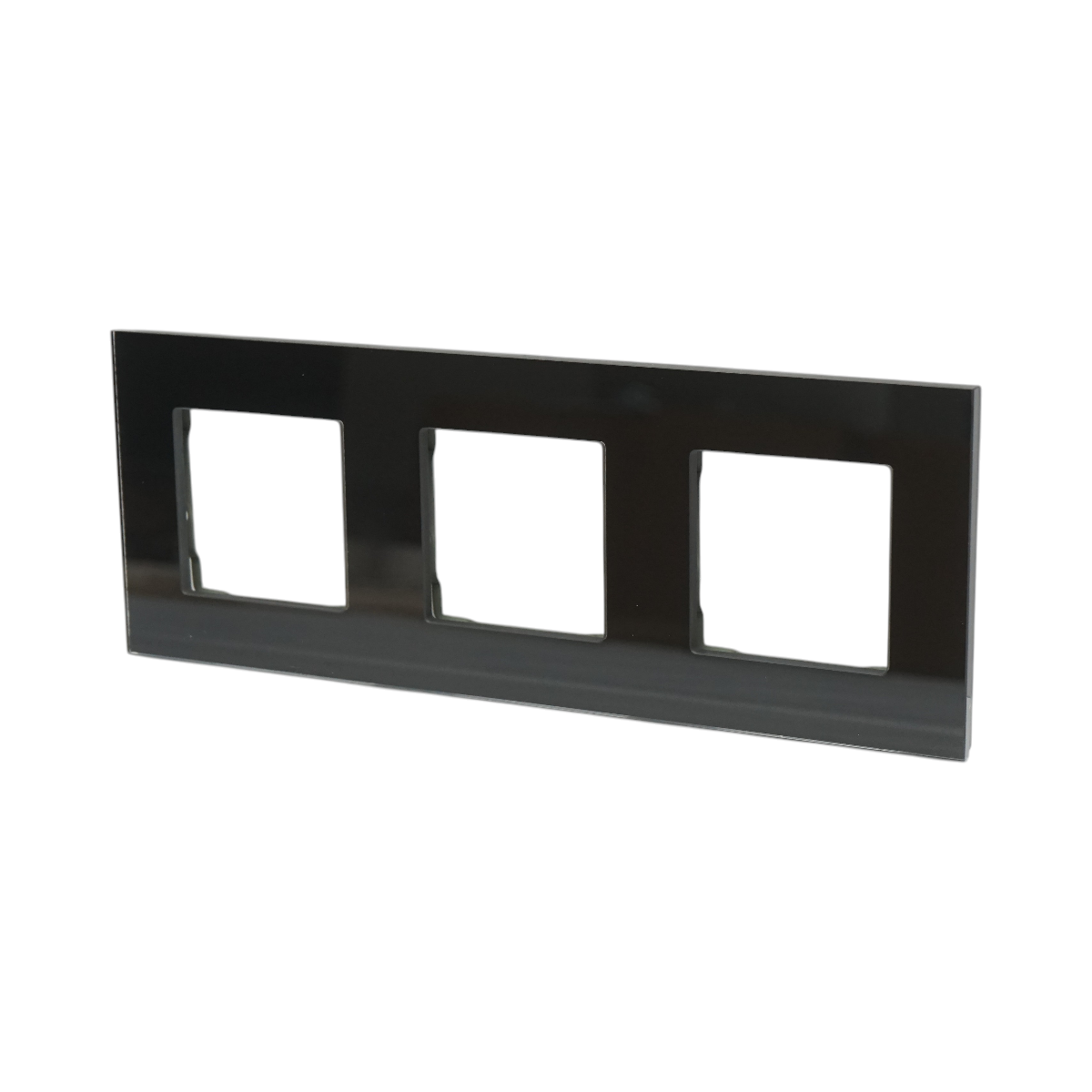 Cornice tripla in vetro nero per presa e interruttore 228x86x10 mm - immagine 4
