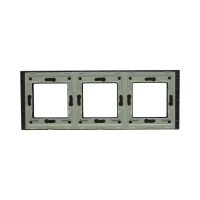 Cornice tripla in vetro nero per presa e interruttore 228x86x10 mm - immagine 2