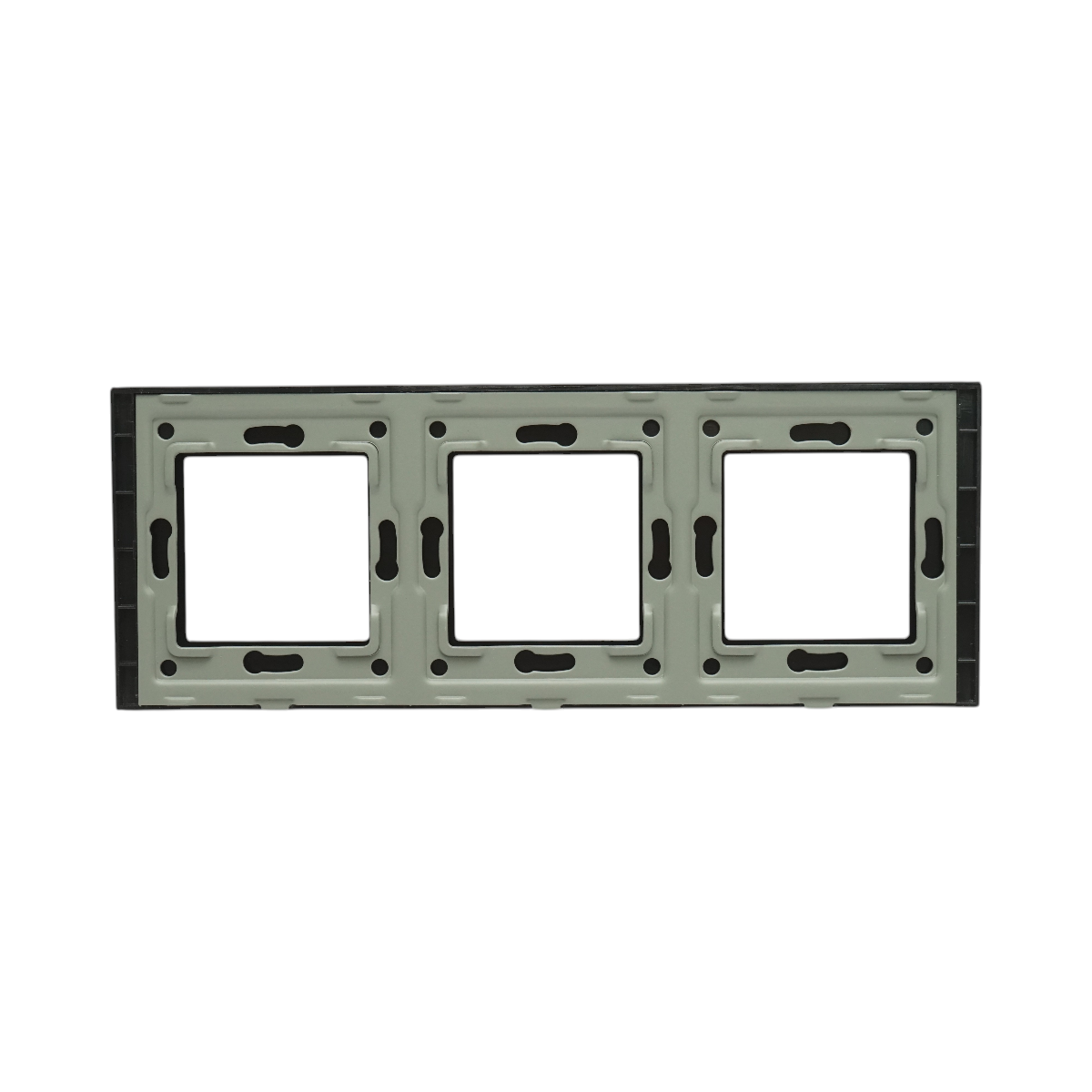 Cornice tripla in vetro nero per presa e interruttore 228x86x10 mm - immagine 2