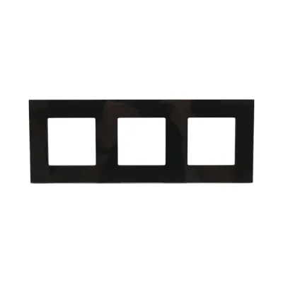Cornice tripla in vetro nero per presa e interruttore 228x86x10 mm