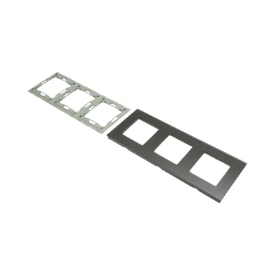 Cornice tripla in vetro nero per presa e interruttore 228x86x10 mm - immagine 3