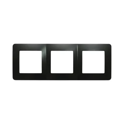 Cornice tripla nera in PC per presa e interruttore 225x83 mm