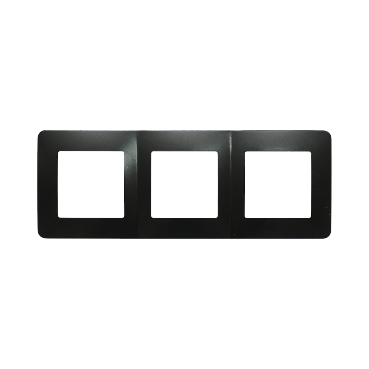 Cornice tripla nera in PC per presa e interruttore 225x83 mm