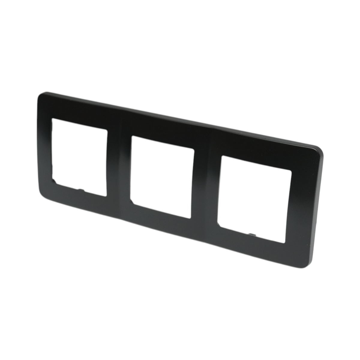 Cornice tripla nera in PC per presa e interruttore 225x83 mm - immagine 3