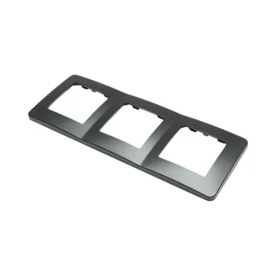 Cornice tripla nera in PC per presa e interruttore 225x83 mm - immagine 4