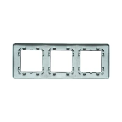 Cornice tripla nera in PC per presa e interruttore 225x83 mm - immagine 2