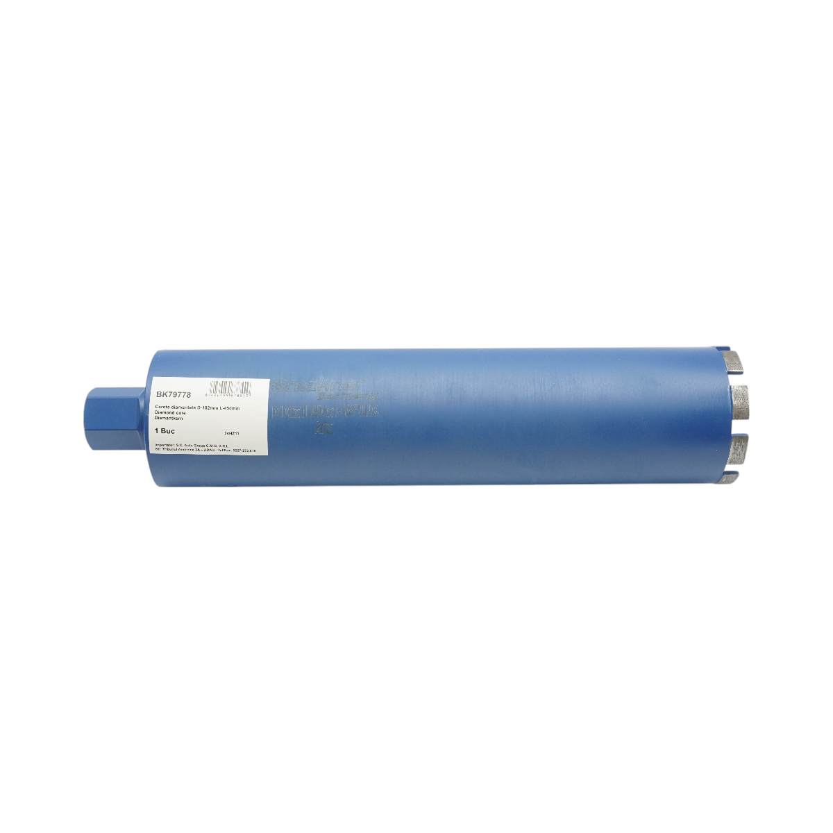 Corona diamantata 102x450mm con filettatura interna 1-1/4 UNC, foratura a umido per calcestruzzo, mattoni Breckner Germany - immagine 2