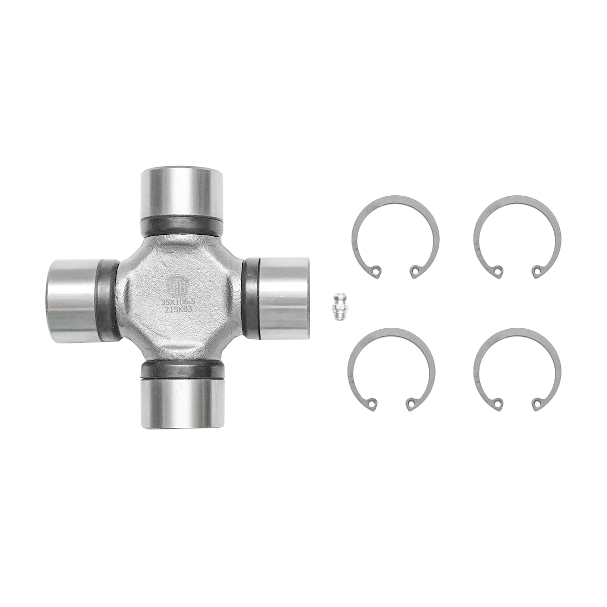 Croce cardanica T8 35x106,5 (con ingrassatore e sicurezze).