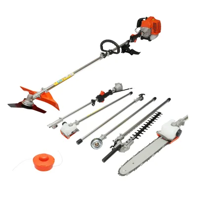 Decespugliatore a scoppio multifunzione 4 in 1, motore 2T 52cc, potenza 2,5HP, velocità 8000 giri/min, accessori inclusi