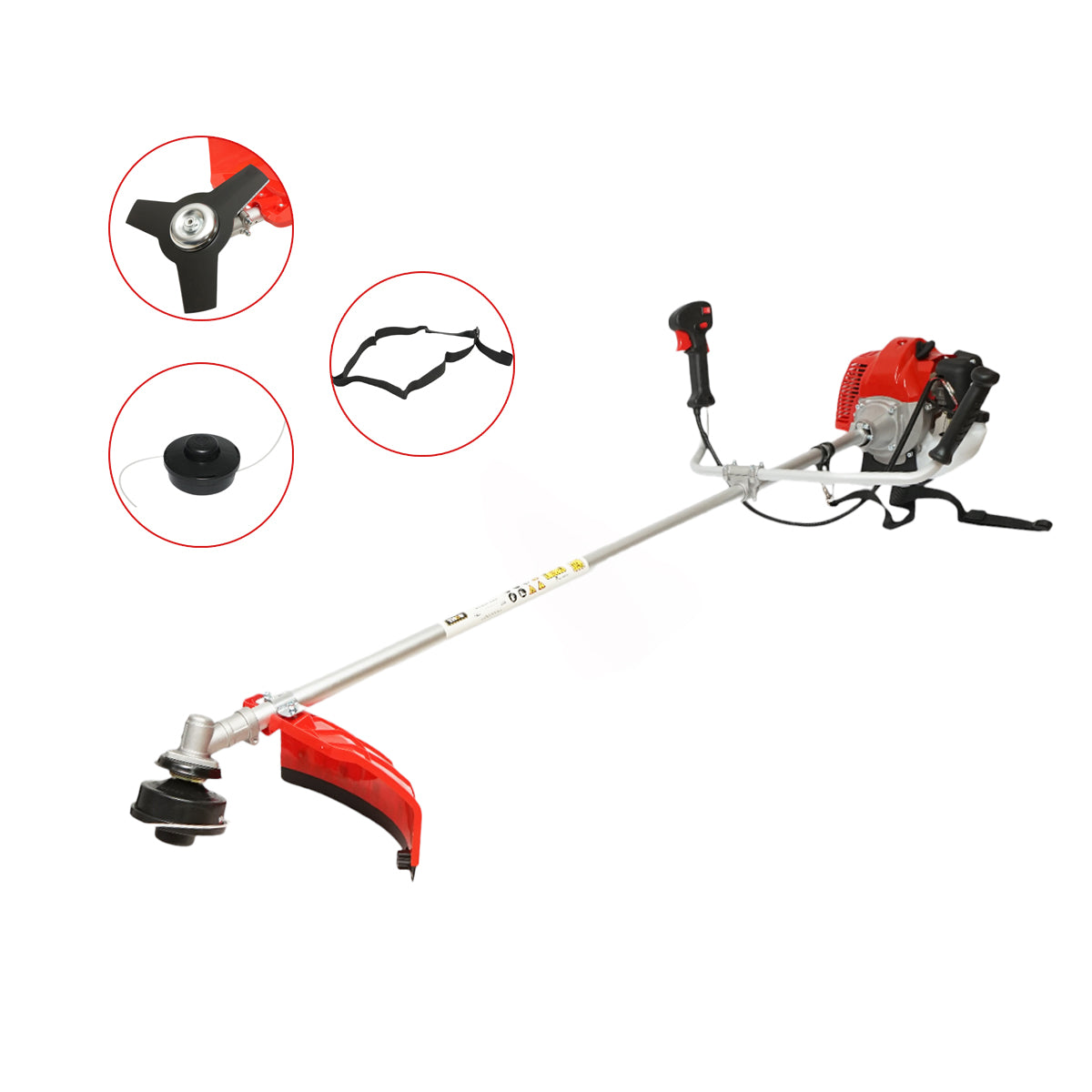 Decespugliatore professionale a benzina Economico 3HP, 2T 52cc, velocità 7500rpm, disco 3T, tamburo filo, kit accessori incluso THOR