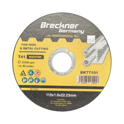 Dischi da Taglio T41 115x1.0x22mm Acciaio INOX Ferro Metallo Disco Flessibili per Smerigliatrice Angolare Mola Taglio Breckner Germany