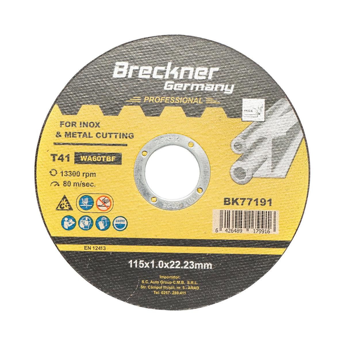 Dischi da Taglio T41 115x1.0x22mm Acciaio INOX Ferro Metallo Disco Flessibili per Smerigliatrice Angolare Mola Taglio Breckner Germany