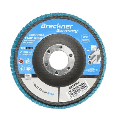 Dischi Lamellari Zirconio 115mm P120 per Acciaio INOX Metallo, Dischi Abrasivi, Disco Lamellare Breckner Germany