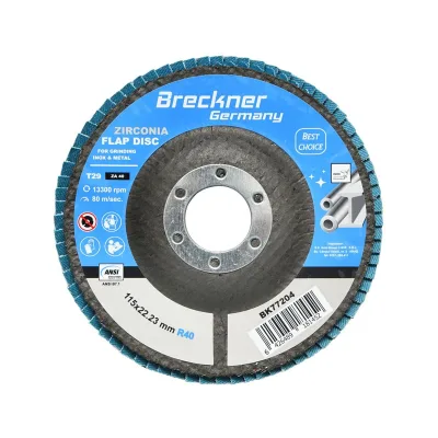 Dischi Lamellari Zirconio 115mm P40 per Acciaio INOX Metallo, Dischi Abrasivi, Disco Lamellare Breckner German