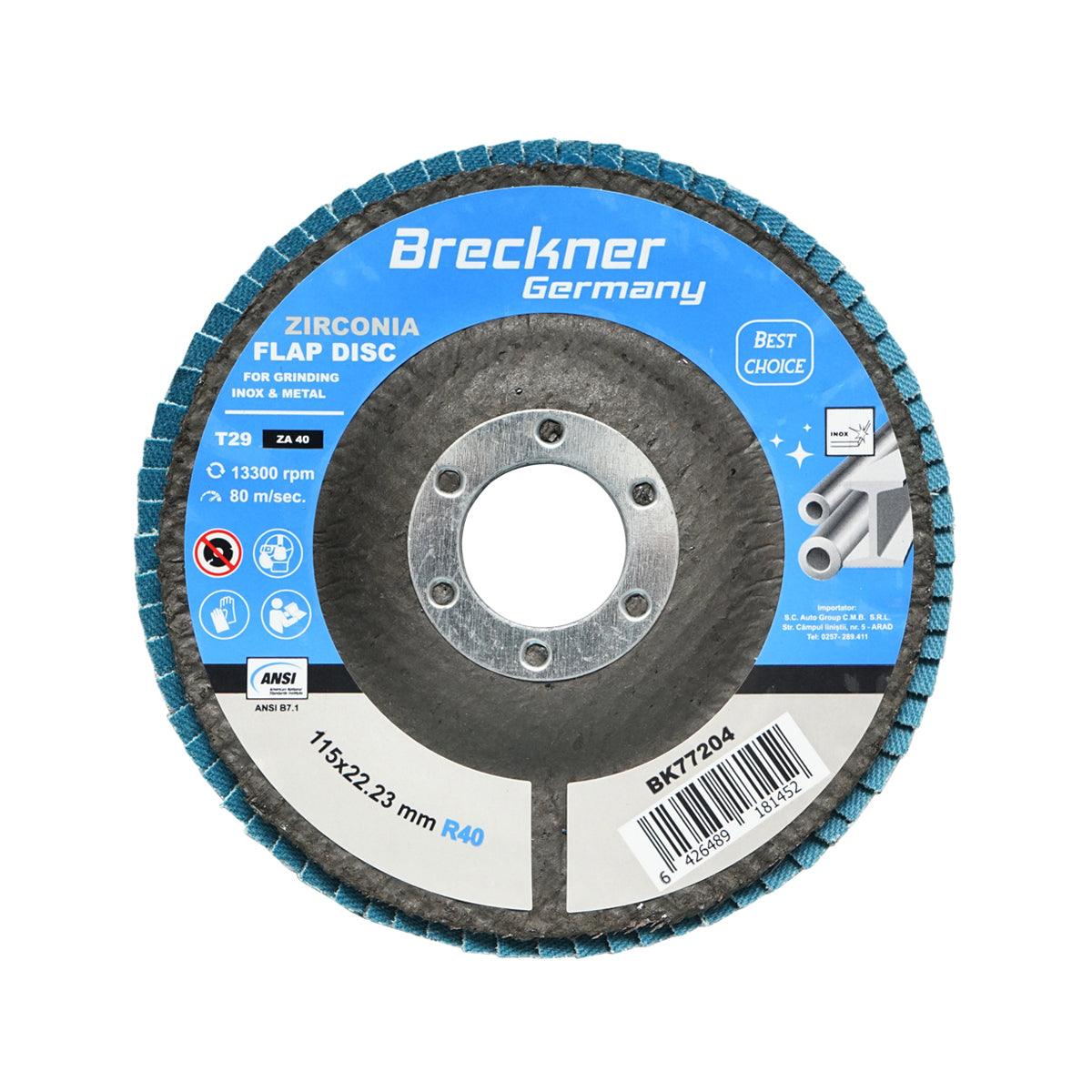 Dischi Lamellari Zirconio 115mm P40 per Acciaio INOX Metallo, Dischi Abrasivi, Disco Lamellare Breckner German
