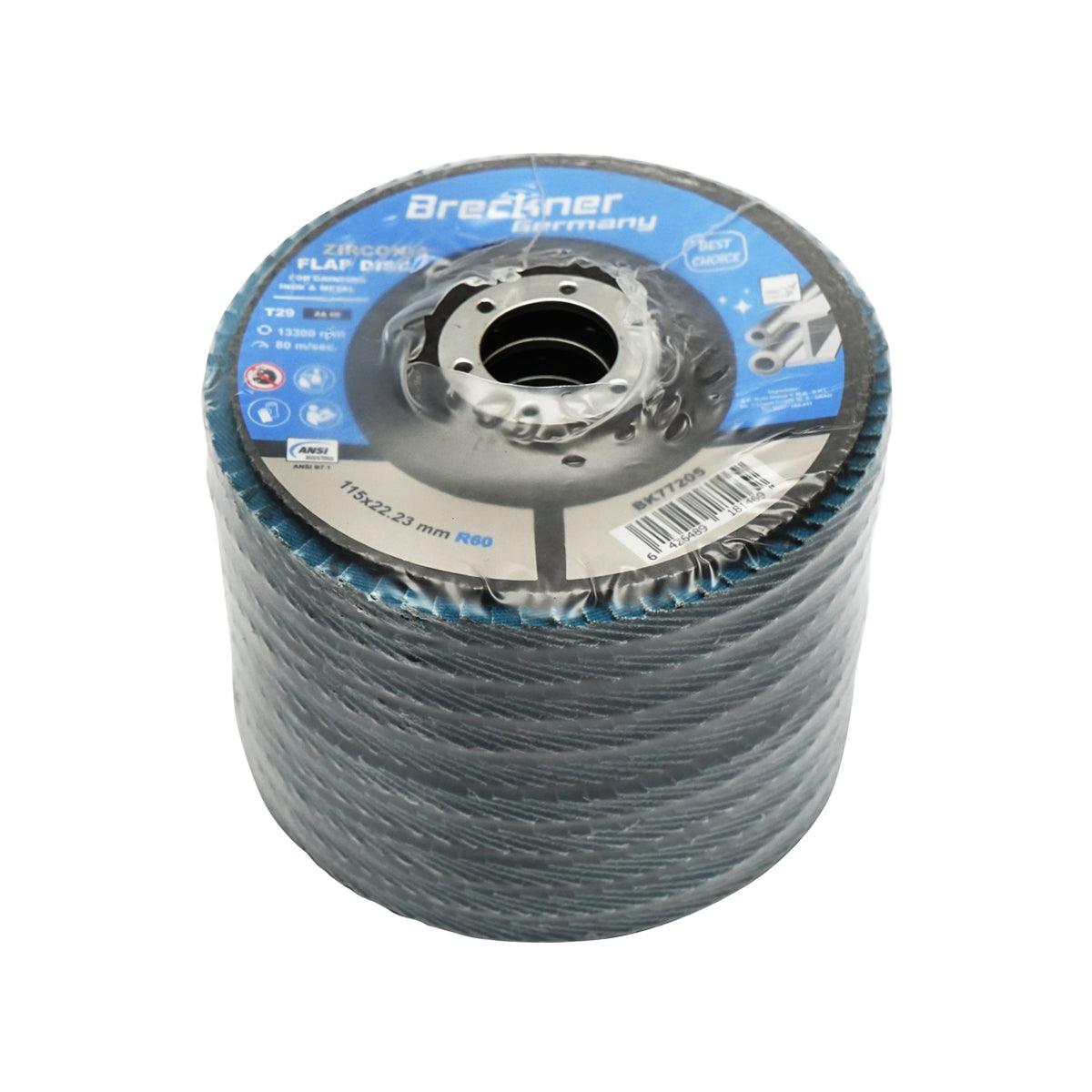 Dischi Lamellari Zirconio 115mm P60 per Acciaio INOX Metallo, Dischi Abrasivi, Disco Lamellare Breckner Germany - immagine 3