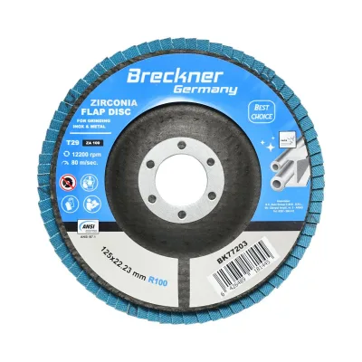 Dischi Lamellari Zirconio 125mm P100 per Acciaio INOX Metallo, Dischi Abrasivi, Disco Lamellare Breckner Germany