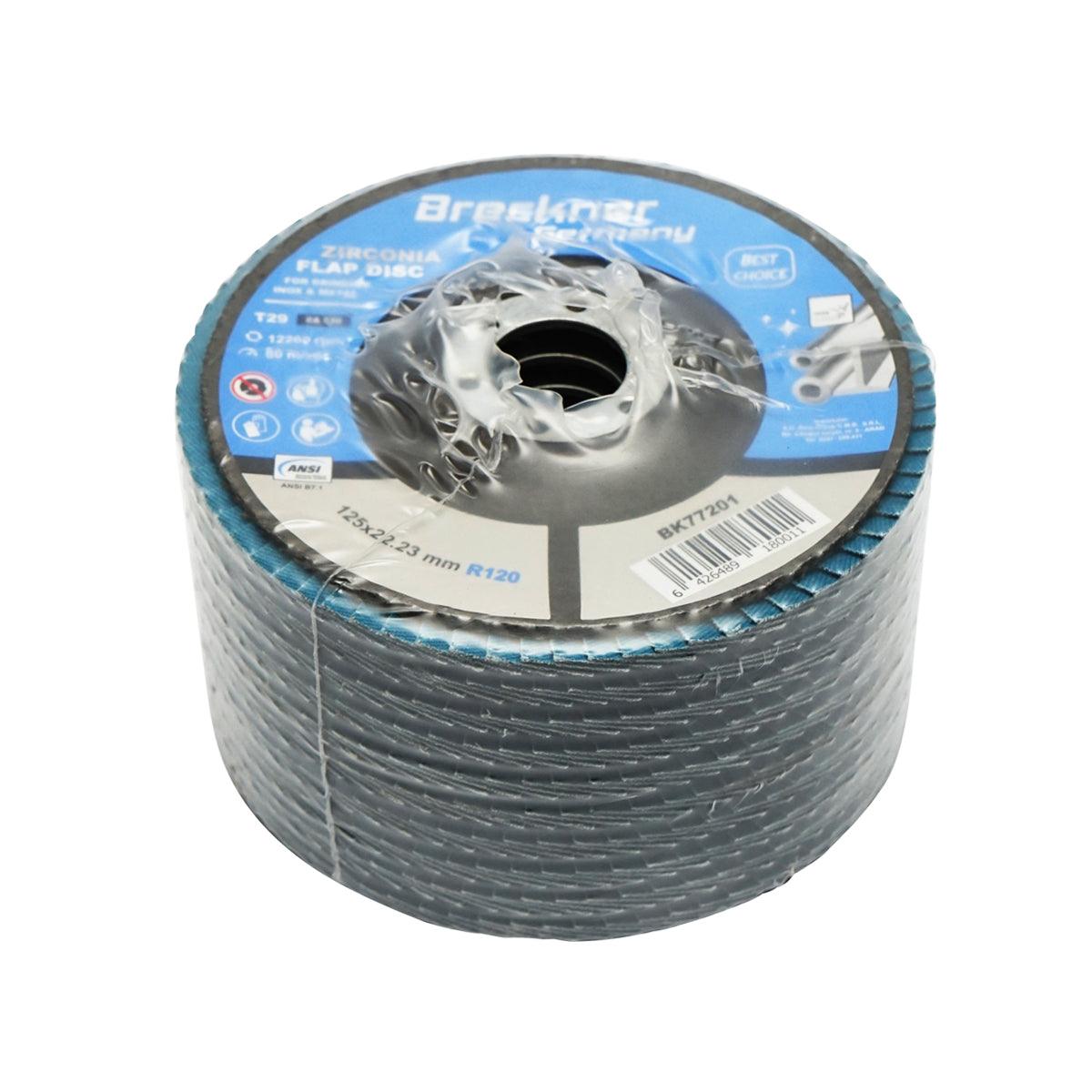 Dischi Lamellari Zirconio 125mm P120 per Acciaio INOX Metallo, Dischi Abrasivi, Disco Lamellare Breckner Germany - immagine 3
