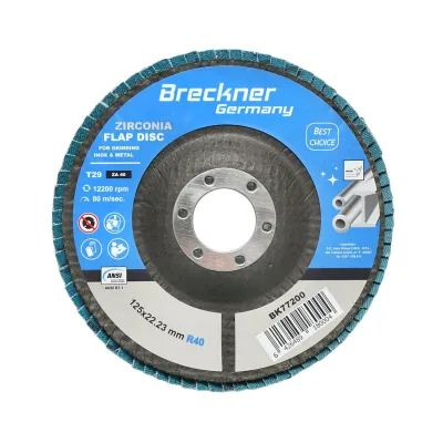 Dischi Lamellari Zirconio 125mm P40 per Acciaio INOX Metallo, Dischi Abrasivi, Disco Lamellare Breckner Germany