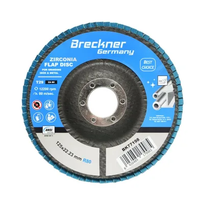Dischi Lamellari Zirconio 125mm P80 per Acciaio INOX Metallo, Dischi Abrasivi, Disco Lamellare Breckner Germany