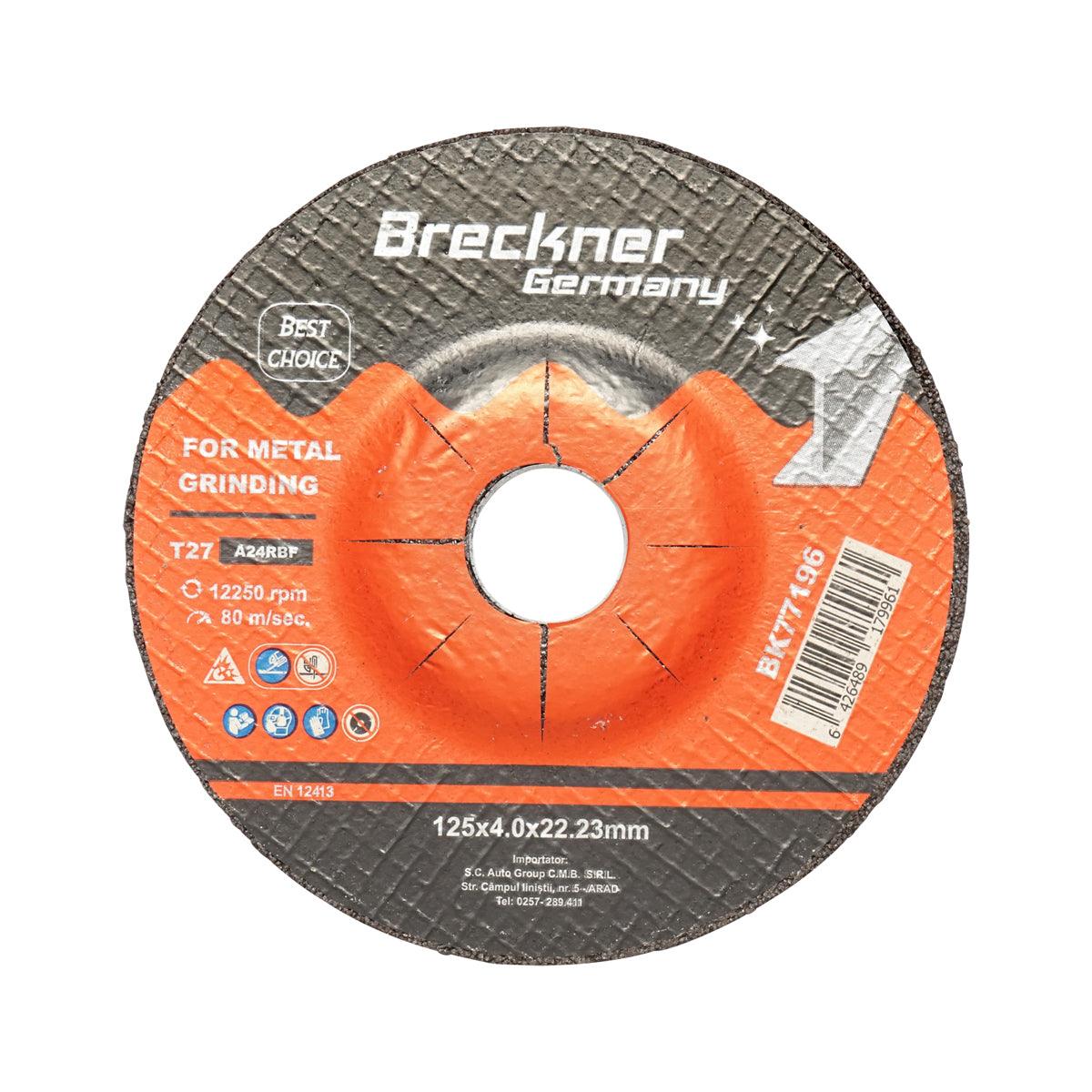Dischi Smerigliatrice T27 125x4x22mm Metallo per Smerigliatrice Angolare Disco per sgrossatura Metallo Disco Flessibili Mola da Sbavo Breckner Germany