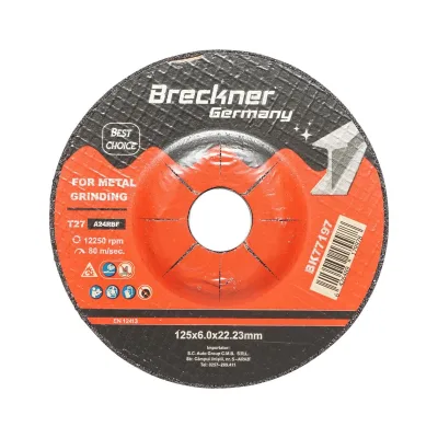 Dischi Smerigliatrice T27 125x6.0x22mm Metallo per Smerigliatrice Angolare Disco per sgrossatura Metallo Disco Flessibili Mola da Sbavo Breckner Germany