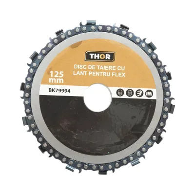 Disco a catena per smerigliatrice 125x22mm 14 denti per taglio legno THOR