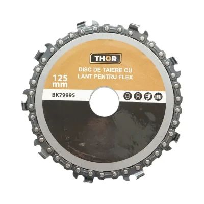 Disco a catena per smerigliatrice 125x22mm 9 denti per taglio legno THOR