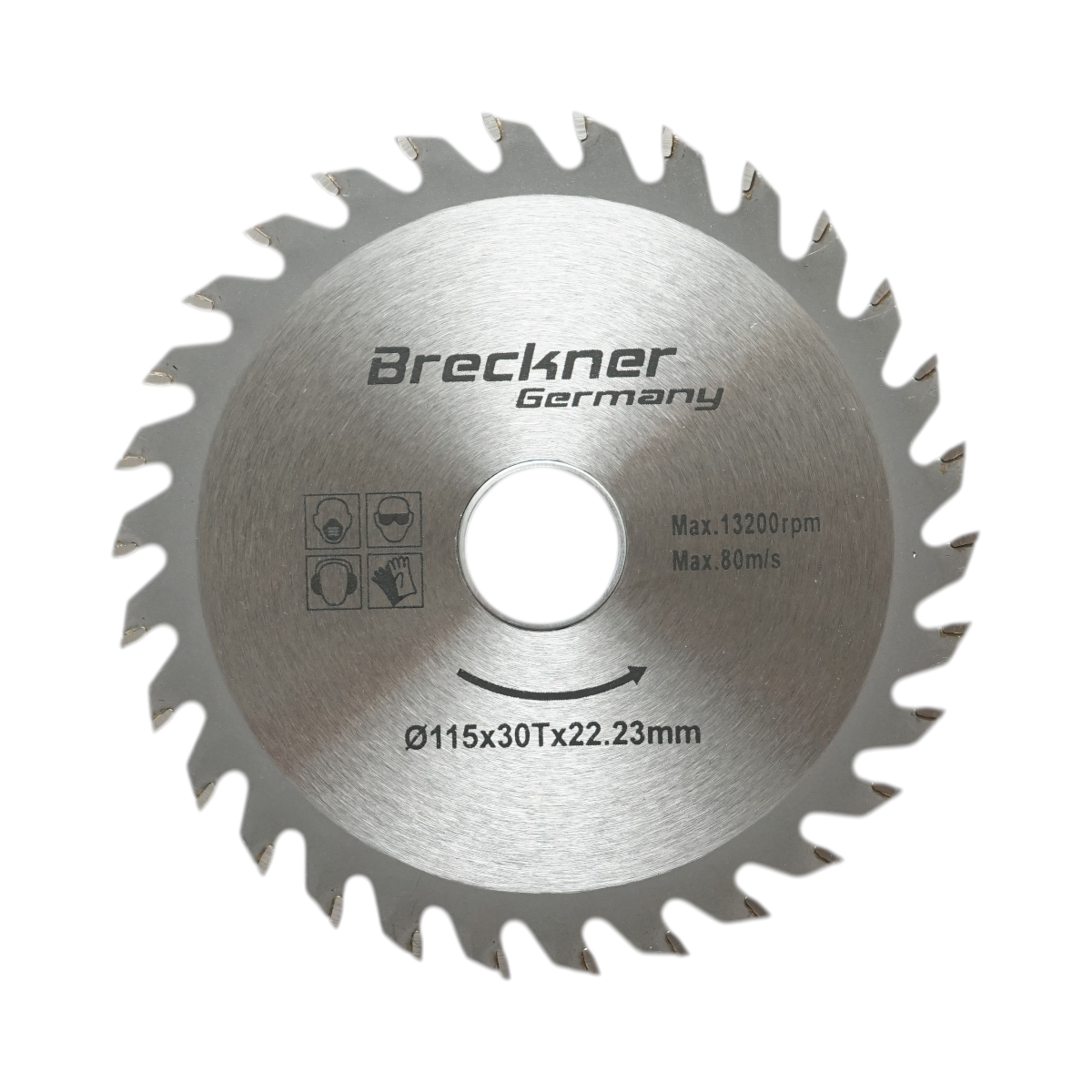 Disco circolare in widia per legno 115×1,2×22,23 mm, 30 denti, velocità massima 13.200 rpm Breckner Germany